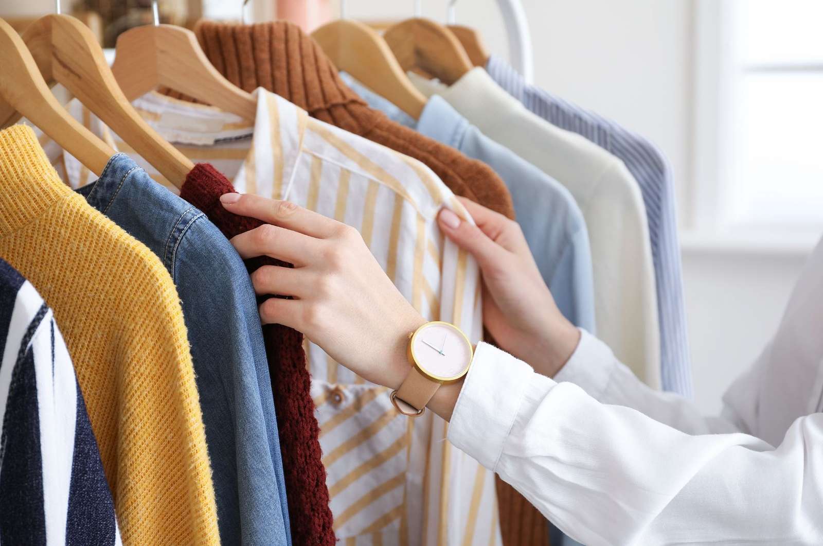 a rack of clothing 
